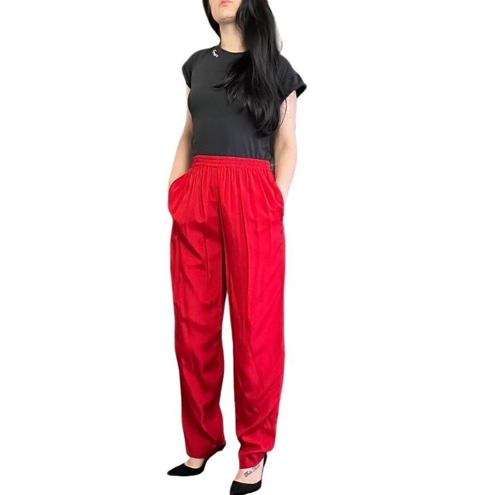 Gianni Sport Vintage 90’s Red Pleated Trouser Pants Size 8 NWT
